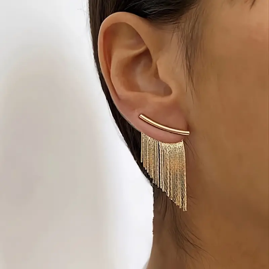 Elegante Vintage Goldene Vorhang-Ohrstecker
