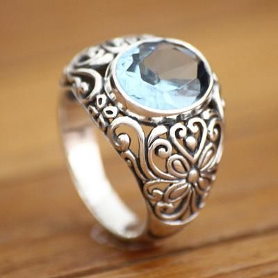 Eleganter Vintage-Ring mit faszinierendem blauen Intarsienstein