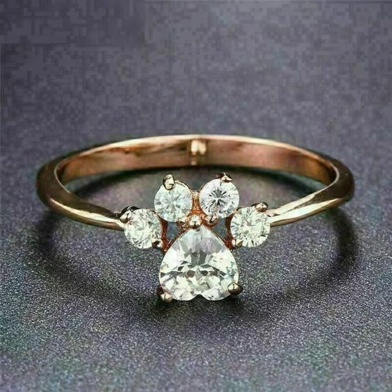 Charmanter Vintage Zirkonia Pfotenabdruckring