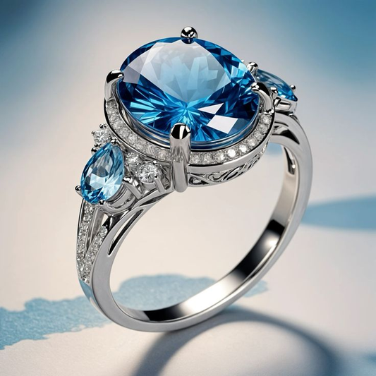 Eleganter Vintage-Silberring mit strahlendem blauen Kristall