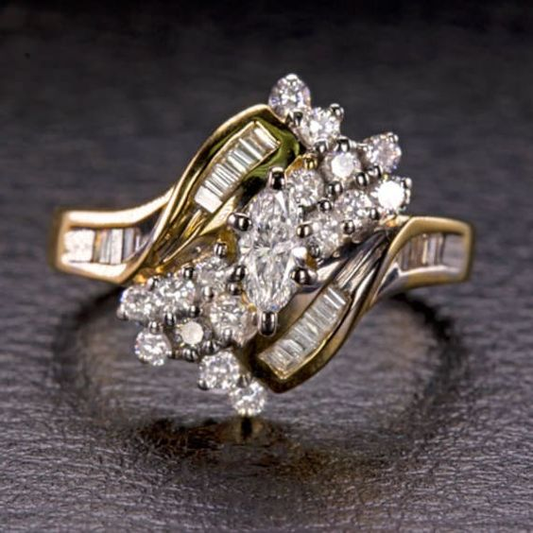 Vintage Goldring besetzt mit funkelnden Diamanten