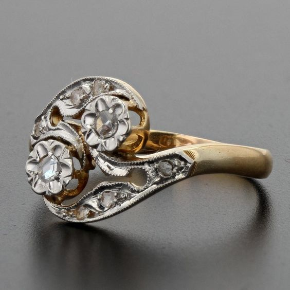 Vintage Gold Funkelnder Kristallring