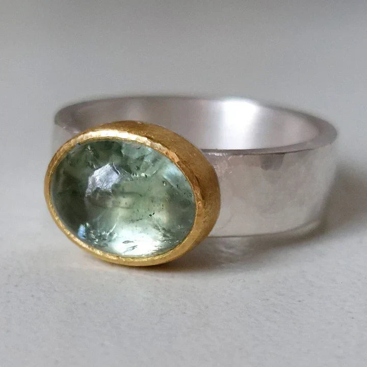 Atemberaubender Vintage Gold- und Silberring mit funkelnden Zirkonia-Details