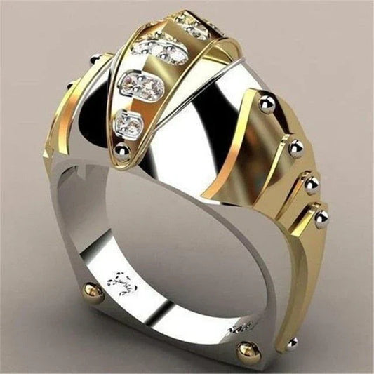 Atemberaubender Vintage Gold- und Silberring mit funkelnden Zirkonia-Details