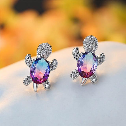 Elegante Meeresschildkröten-Ohrringe aus edlem Zirkonium und hochwertigem Silber