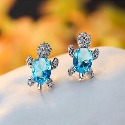 Elegante Meeresschildkröten-Ohrringe aus edlem Zirkonium und hochwertigem Silber