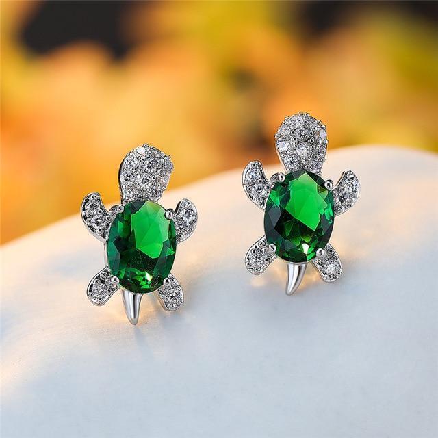 Elegante Meeresschildkröten-Ohrringe aus edlem Zirkonium und hochwertigem Silber