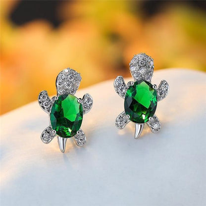 Elegante Meeresschildkröten-Ohrringe aus edlem Zirkonium und hochwertigem Silber