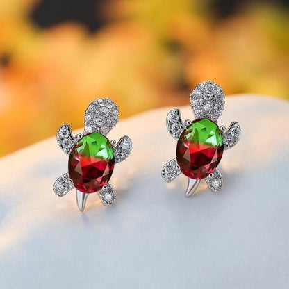 Elegante Meeresschildkröten-Ohrringe aus edlem Zirkonium und hochwertigem Silber