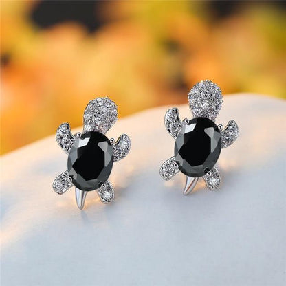 Elegante Meeresschildkröten-Ohrringe aus edlem Zirkonium und hochwertigem Silber