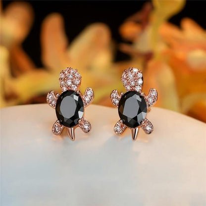 Elegante Meeresschildkröten-Ohrringe aus edlem Zirkonium und hochwertigem Silber