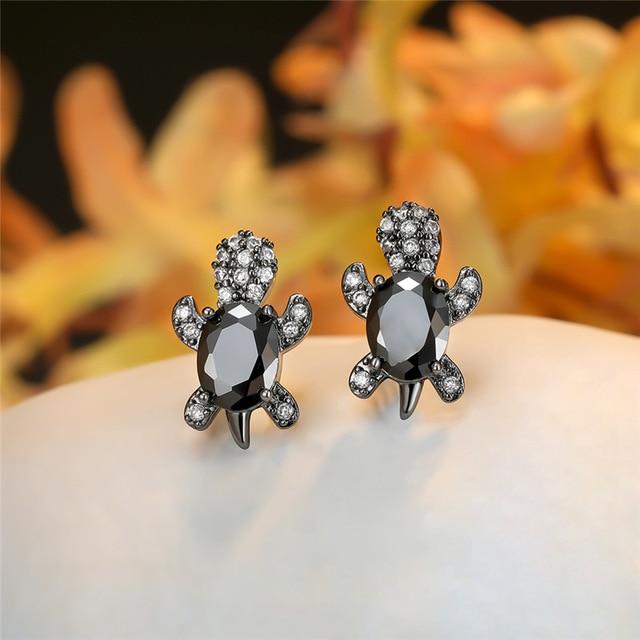 Elegante Meeresschildkröten-Ohrringe aus edlem Zirkonium und hochwertigem Silber