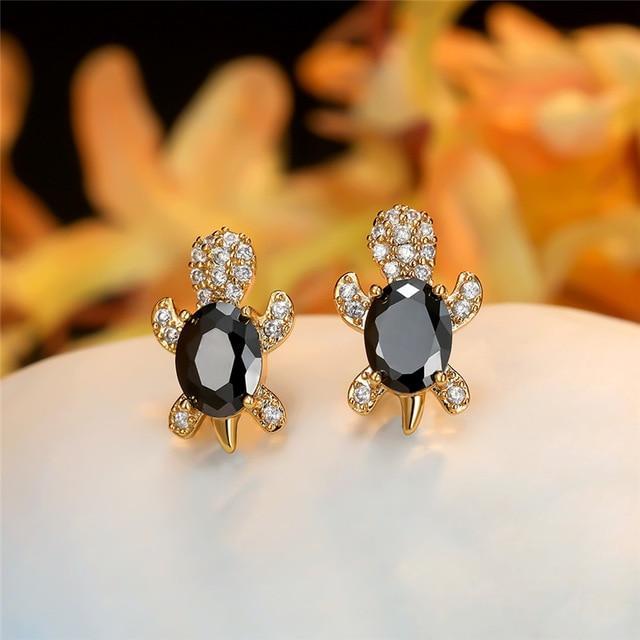 Elegante Meeresschildkröten-Ohrringe aus edlem Zirkonium und hochwertigem Silber